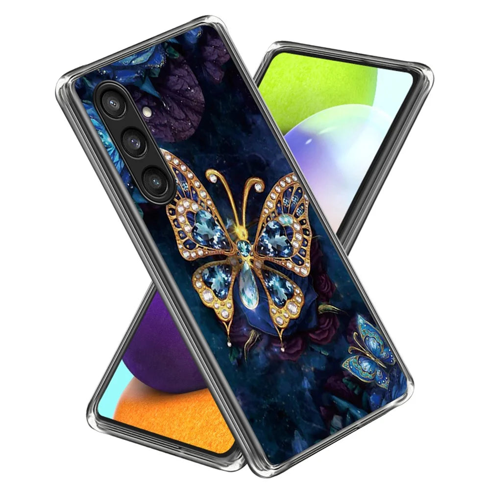 TPU Case for Samsung Galaxy S23 FE Shell Shock Absorbing Pattern Phone Cover - Jewelry Butterfly - 1