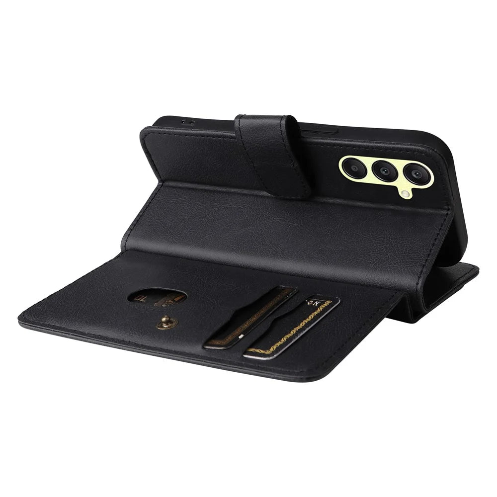 For Samsung Galaxy A25 5G (Global) Leather Case with 10 Card Holder Phone Cover Stand - Black - 5