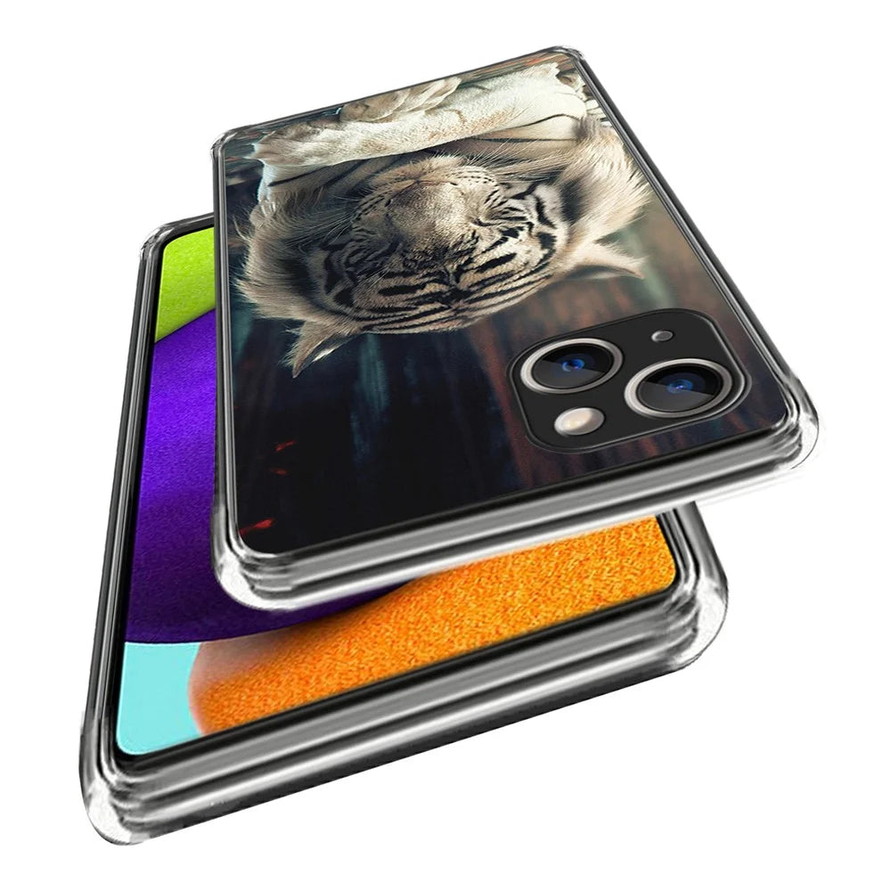 For iPhone 15 Phone Case Slim-Fit Pattern Printing TPU Back Cover - White Tiger - 2