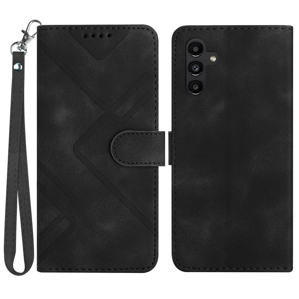 YX0040 For Samsung Galaxy A15 5G Leather Case Imprinted Phone Cover Wallet - Black - 1
