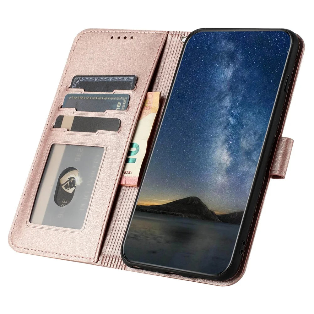 For Samsung Galaxy A15 5G Phone Cases Mandala Flower Leather Wallet Mobile Cover with Strap - Rose Gold - 2