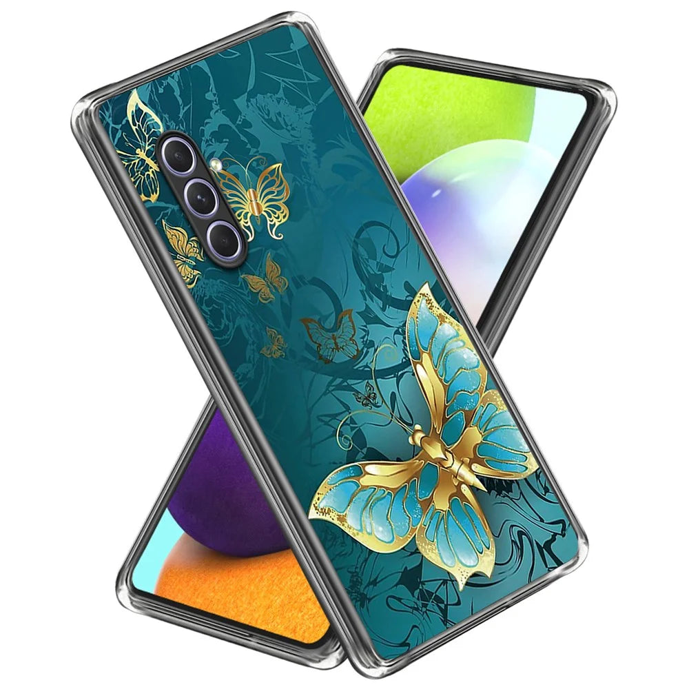For Samsung Galaxy A54 5G Case TPU Pattern Printing Protective Cover - Golden Butterfly - 1