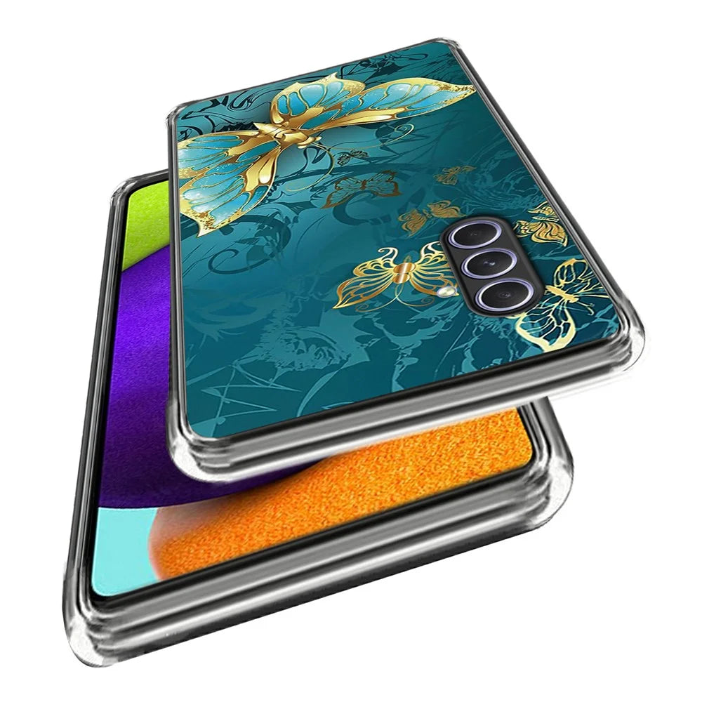 For Samsung Galaxy A54 5G Case TPU Pattern Printing Protective Cover - Golden Butterfly - 2