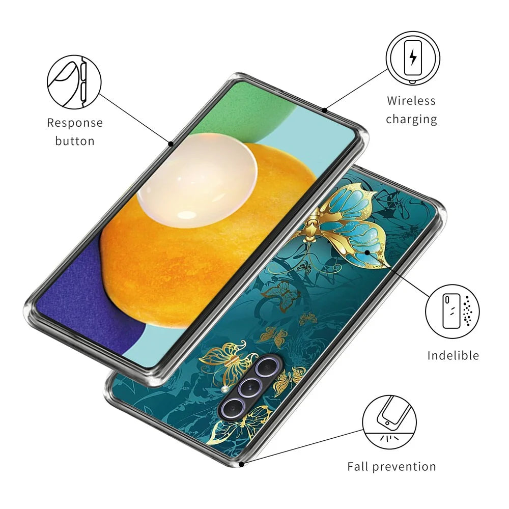 For Samsung Galaxy A54 5G Case TPU Pattern Printing Protective Cover - Golden Butterfly - 3