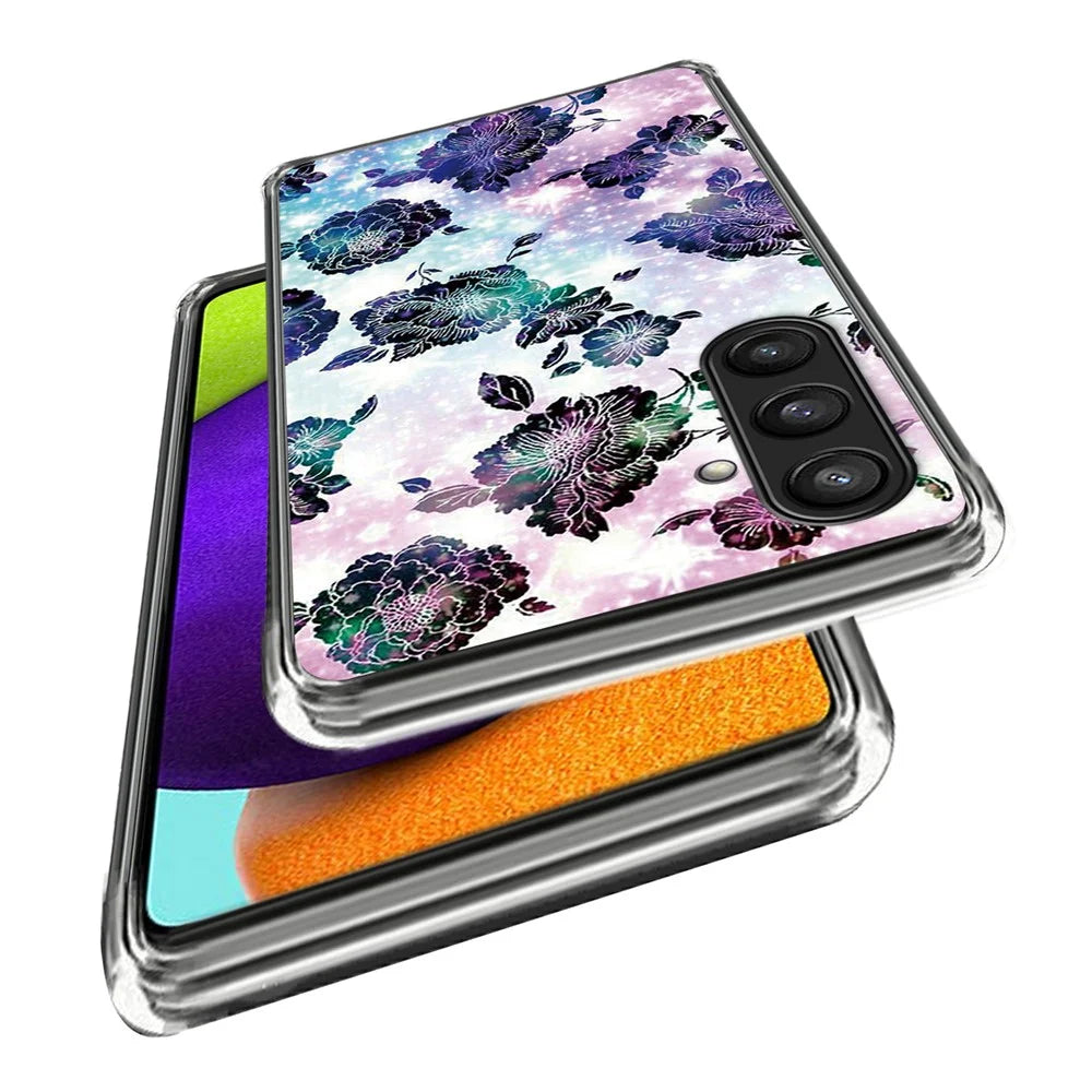 For Samsung Galaxy S24 Case Pattern Flexible TPU Phone Back Cover Shell - Purple Flowers - 2