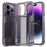 For iPhone 14 Pro Max Clear Case PC+TPU Kickstand Cover Card Slot - Transparent Black - 2