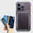 For iPhone 14 Pro Max Clear Case PC+TPU Kickstand Cover Card Slot - Transparent Black - 4
