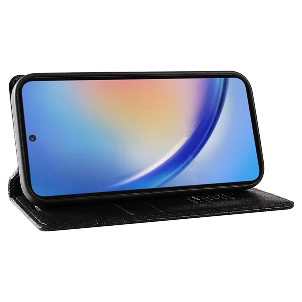 YIKATU YK-006 For Samsung Galaxy A35 5G Cell Phone Case Drop Resistant PU Leather+TPU Wallet Cover - Black - 3