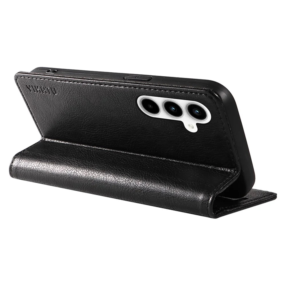 YIKATU YK-006 For Samsung Galaxy A35 5G Cell Phone Case Drop Resistant PU Leather+TPU Wallet Cover - Black - 4