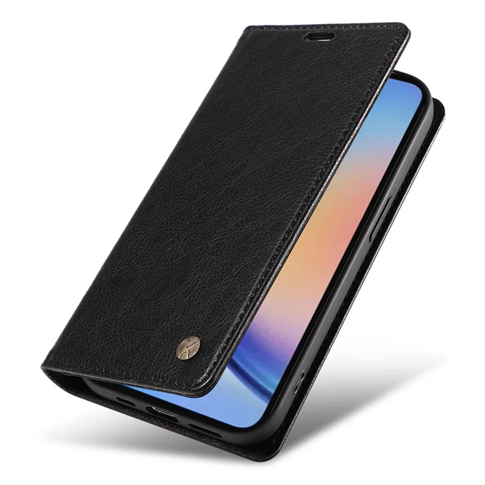 YIKATU YK-006 For Samsung Galaxy A35 5G Cell Phone Case Drop Resistant PU Leather+TPU Wallet Cover - Black - 7