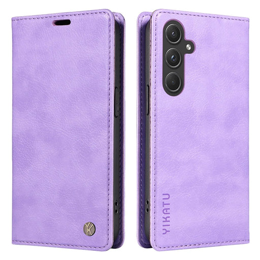YIKATU YK-006 For Samsung Galaxy A55 5G Case Magnetic Closing PU Leather+TPU Wallet Stand Cover - Purple - 1