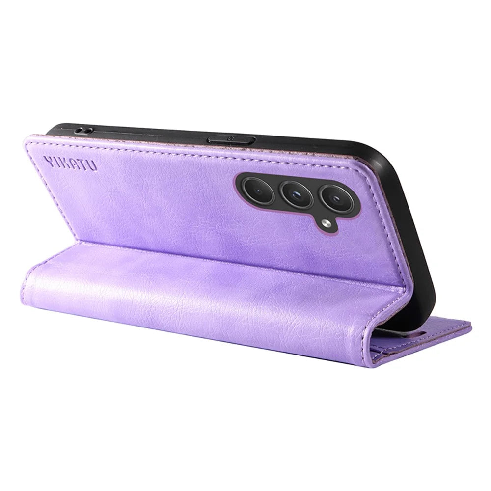 YIKATU YK-006 For Samsung Galaxy A55 5G Case Magnetic Closing PU Leather+TPU Wallet Stand Cover - Purple - 4