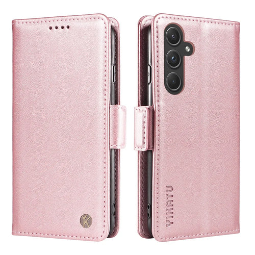 YIKATU YK-003 For Samsung Galaxy A55 5G Wallet Leather Case Side Magnetic Clasp - Rose Gold - 1