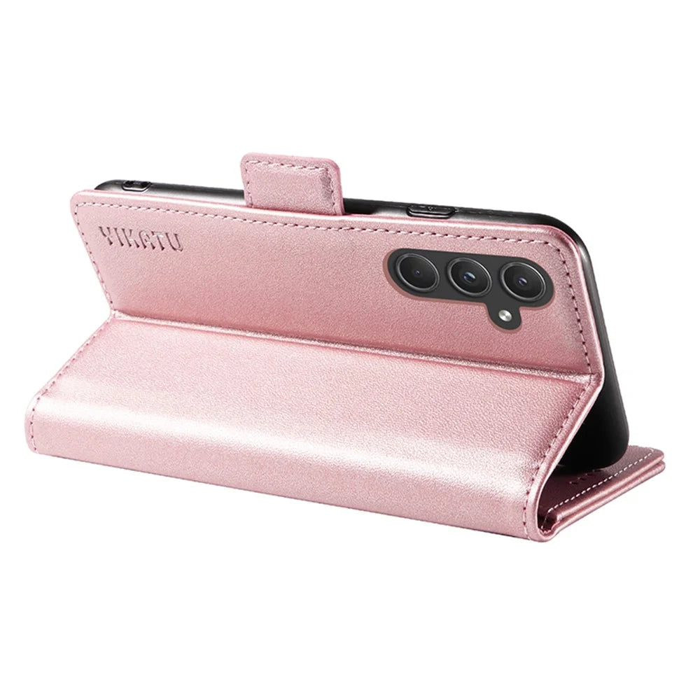 YIKATU YK-003 For Samsung Galaxy A55 5G Wallet Leather Case Side Magnetic Clasp - Rose Gold - 4