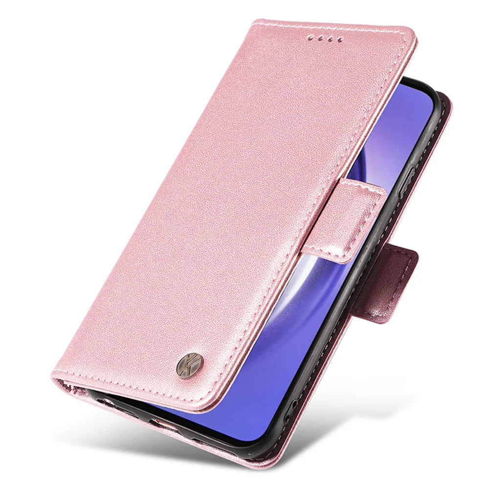 YIKATU YK-003 For Samsung Galaxy A55 5G Wallet Leather Case Side Magnetic Clasp - Rose Gold - 6