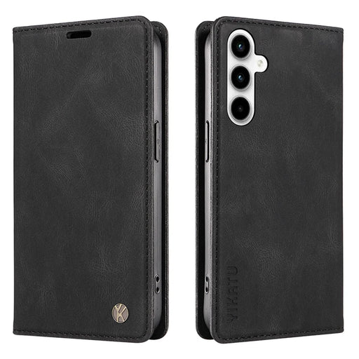 YIKATU YK-004 For Samsung Galaxy A35 5G Strong Magnetic Case PU Leather Wallet Cover - Black - 1