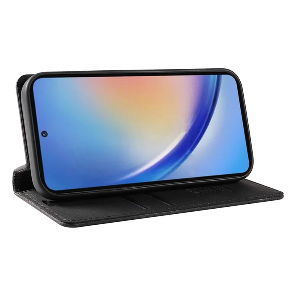 YIKATU YK-004 For Samsung Galaxy A35 5G Strong Magnetic Case PU Leather Wallet Cover - Black - 3