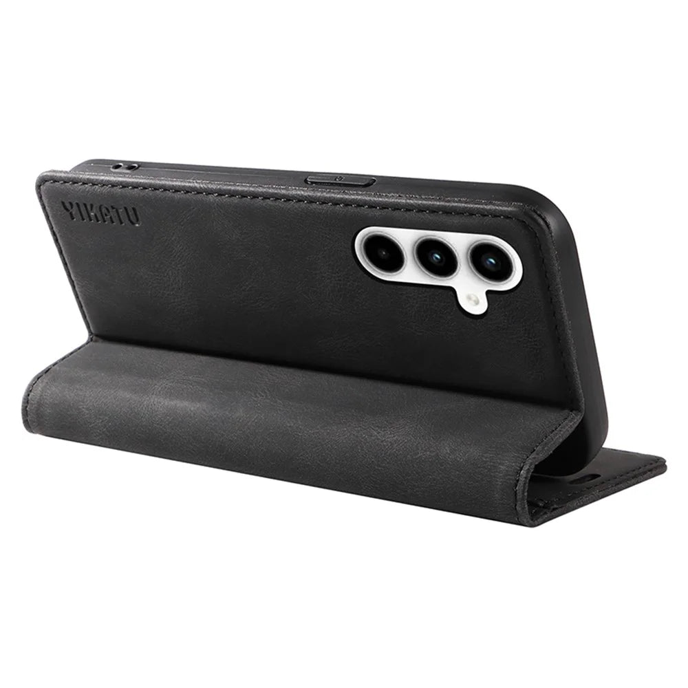 YIKATU YK-004 For Samsung Galaxy A35 5G Strong Magnetic Case PU Leather Wallet Cover - Black - 4