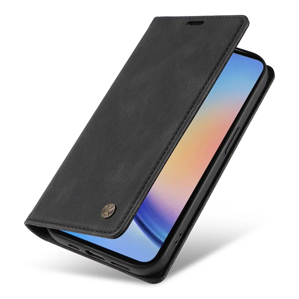 YIKATU YK-004 For Samsung Galaxy A35 5G Strong Magnetic Case PU Leather Wallet Cover - Black - 7