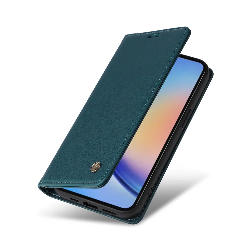 YIKATU YK-001 For Samsung Galaxy A35 5G Case Magnetic Auto Closing Leather Phone Guard Cover - Green - 5