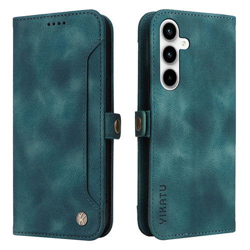 YIKATU YK-002 For Samsung Galaxy A35 5G Wallet Case PU Leather Flip Stand Phone Cover with Outer Card Slot - Green - 1
