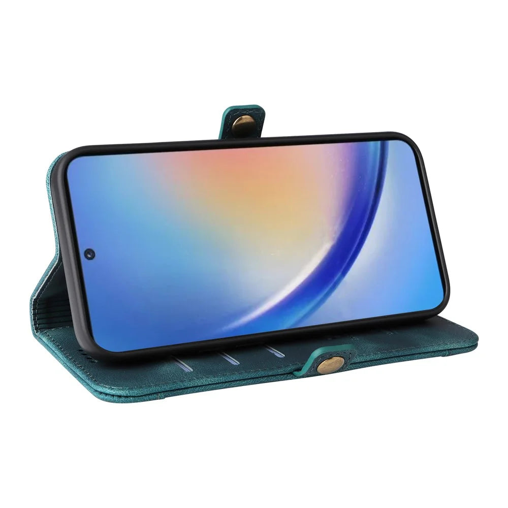YIKATU YK-002 For Samsung Galaxy A35 5G Wallet Case PU Leather Flip Stand Phone Cover with Outer Card Slot - Green - 3
