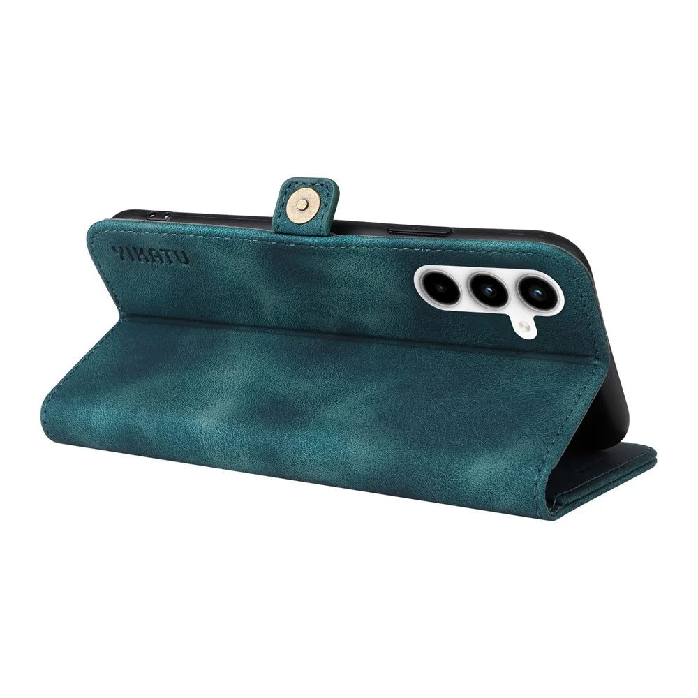 YIKATU YK-002 For Samsung Galaxy A35 5G Wallet Case PU Leather Flip Stand Phone Cover with Outer Card Slot - Green - 4