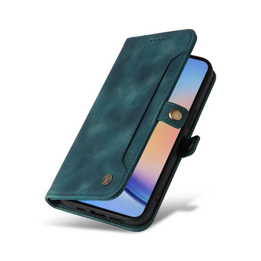 YIKATU YK-002 For Samsung Galaxy A35 5G Wallet Case PU Leather Flip Stand Phone Cover with Outer Card Slot - Green - 5