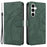For Samsung Galaxy A35 5G Leather Case Imprinted Line Phone Wallet Cover - Green - 1