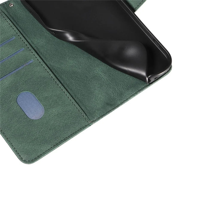 For Samsung Galaxy A35 5G Leather Case Imprinted Line Phone Wallet Cover - Green - 7
