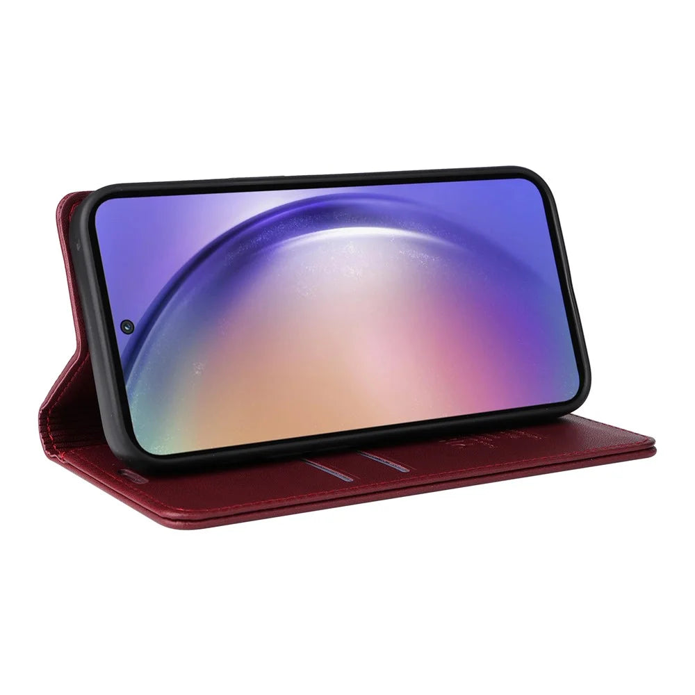 YIKATU YK-001 For Samsung Galaxy A55 5G Magnetic Case Book Style Leather Stand Phone Cover - Wine Red - 4