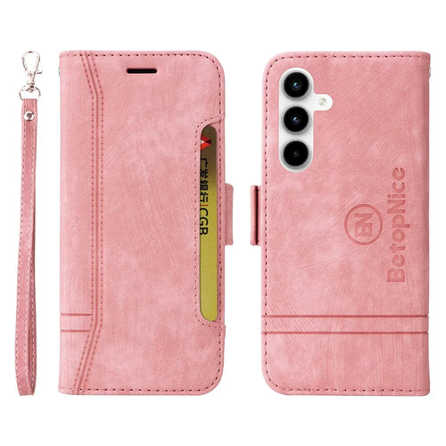 BETOPNICE 001 for Samsung Galaxy A35 5G Cell Phone Case Leather Wallet Card Slots Cover - Pink - 1