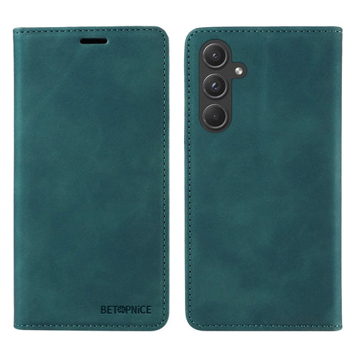 BETOPNICE 003 for Samsung Galaxy A55 5G Leather Case Magnetic Closing RFID Blocking Phone Cover - Green - 1