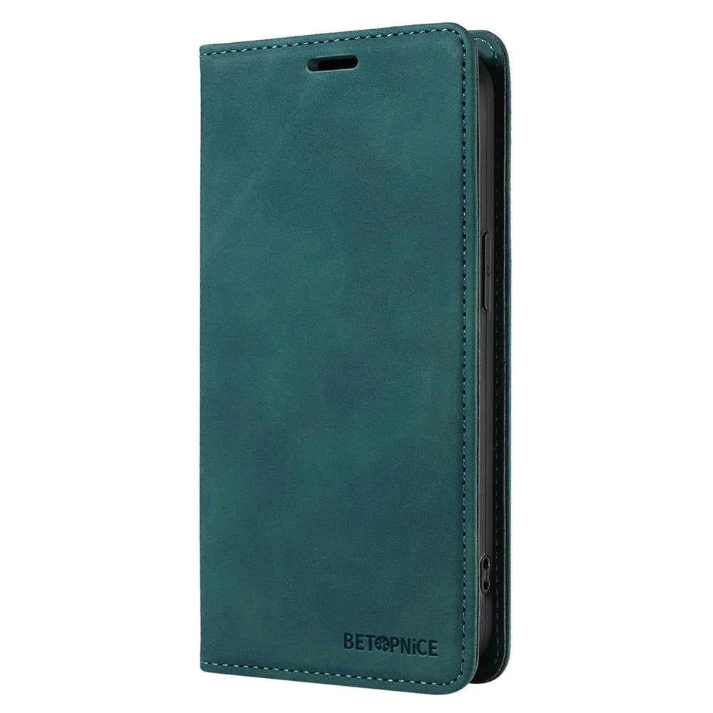 BETOPNICE 003 for Samsung Galaxy A55 5G Leather Case Magnetic Closing RFID Blocking Phone Cover - Green - 7