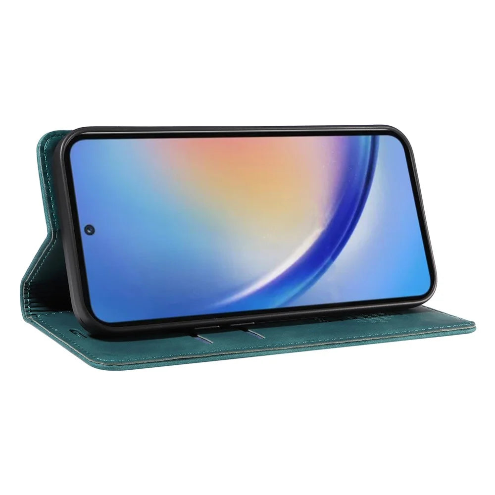 BETOPNICE 003 for Samsung Galaxy A35 5G Magnetic Phone Case RFID Blocking Card Slots Cover - Green - 3