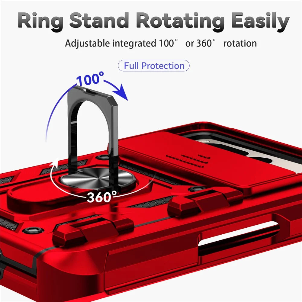 For Google Pixel Fold Kickstand Case PC+TPU Dual Layer Phone Cover - Red - 7