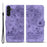 For Samsung Galaxy A55 5G Leather Case Imprinted Flower Cat Phone Cover with Hand Strap - Purple - 1