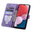 For Samsung Galaxy A55 5G Leather Case Imprinted Flower Cat Phone Cover with Hand Strap - Purple - 2
