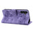 For Samsung Galaxy A55 5G Leather Case Imprinted Flower Cat Phone Cover with Hand Strap - Purple - 4