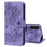 For Samsung Galaxy A55 5G Leather Case Imprinted Flower Cat Phone Cover with Hand Strap - Purple - 7