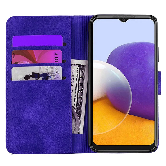 For Samsung Galaxy A55 5G Case Imprinted Flower Calf Texture Cover - Purple - 2