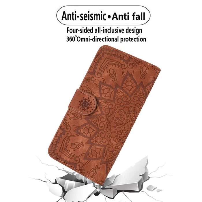 For Samsung Galaxy A55 5G Case Imprinted Flower Calf Texture Cover - Purple - 5