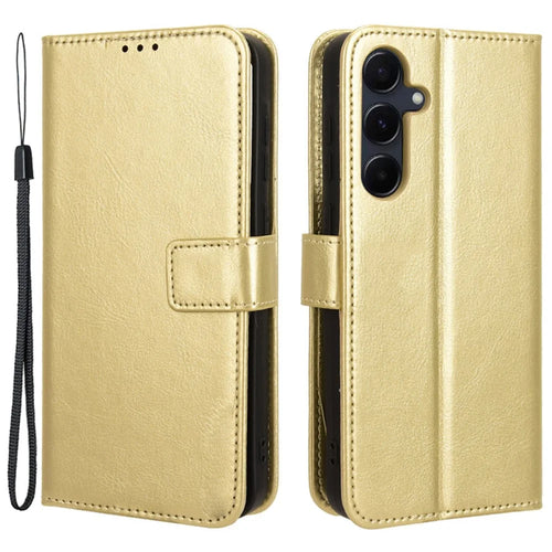 Case for Samsung Galaxy A55 5G Crazy Horse Texture Leather Wallet Shockproof Cover - Gold - 1