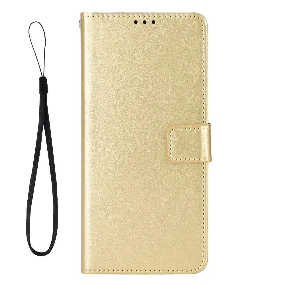 Case for Samsung Galaxy A55 5G Crazy Horse Texture Leather Wallet Shockproof Cover - Gold - 4