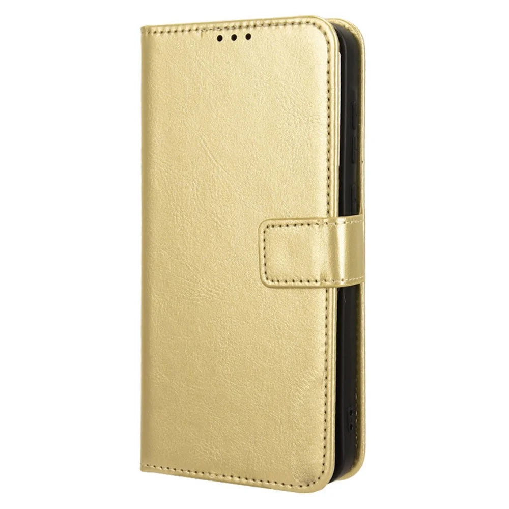 Case for Samsung Galaxy A55 5G Crazy Horse Texture Leather Wallet Shockproof Cover - Gold - 5