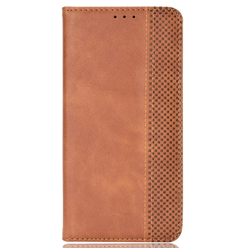 For Samsung Galaxy A55 5G Phone Case Retro Leather Wallet Flip Cover - Brown - 5