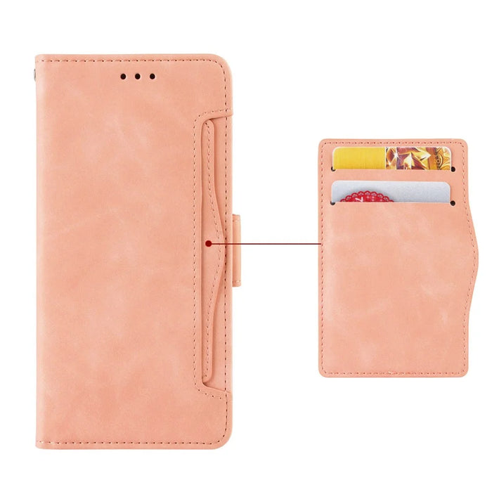 For Samsung Galaxy A55 5G Leather Phone Case Multiple Card Slots Stand Cover - Pink - 4