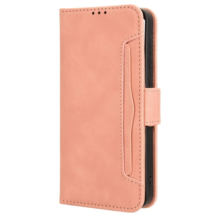 For Samsung Galaxy A55 5G Leather Phone Case Multiple Card Slots Stand Cover - Pink - 6