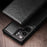 QIALINO For Samsung Galaxy S24 Ultra Wallet Case Genuine Cow Leather Folio Flip Cover - Black - 6