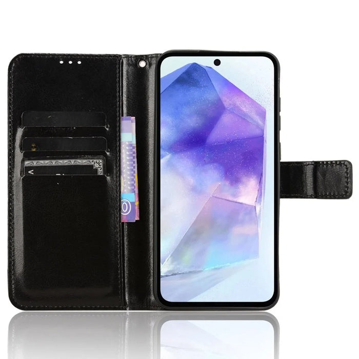 Case for Samsung Galaxy A35 5G Leather Phone Case with Card Holder TPU Inner Shell - Black - 2